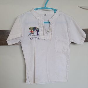 Aruba White LINEN Embroidered Short Sleeve Tee (🛍 Bundle ANY 6/$36)